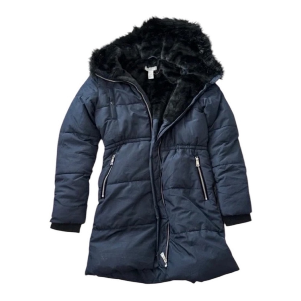 H&M Navy Hooded Puffer Coat